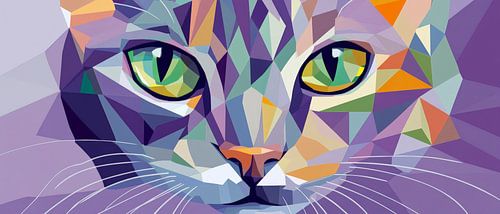 Geometrische Eleganz – Katzenblick  Farbige Träume – Katze