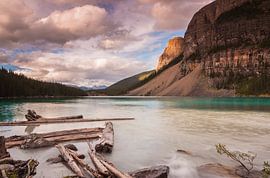 Moraine Lake near the waterfall by Ilya Korzelius
