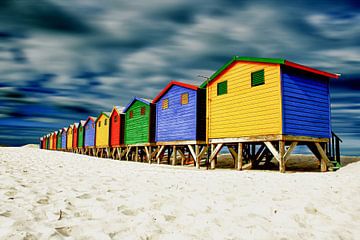 Muizenberg strandhuisjes in kleur