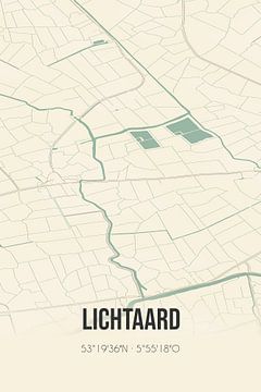 Vintage landkaart van Lichtaard (Fryslan) van MijnStadsPoster