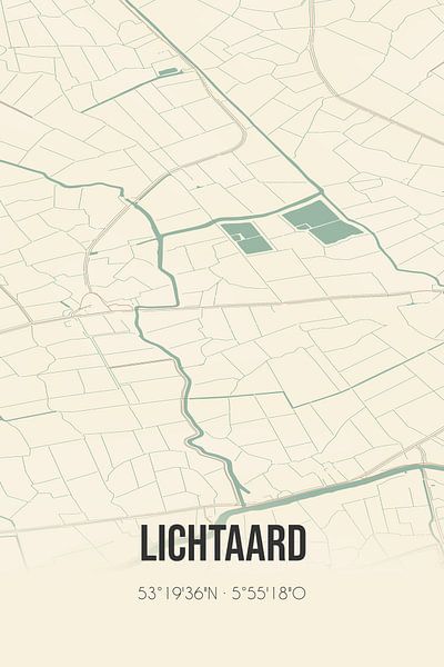 Vintage map of Lichtaard (Fryslan) by Prints of Place