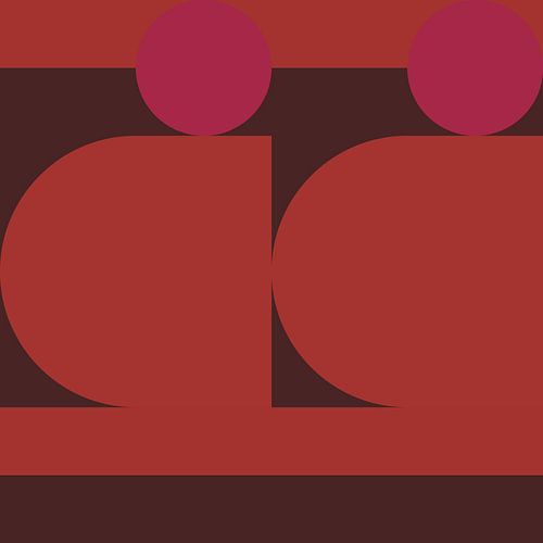 Abstracte geometrische kunst in retrostijl in roze, oranje en bruin nr. 2