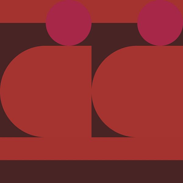 Abstract geometric art in retro style in pink, orange and brown no. 2 by Dina Dankers