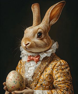 Eieren en Elegantie: Een Konijn met Klasse