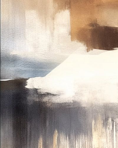 Moderne Abstraktion in Weiß, Gold, Schwarz und Blau