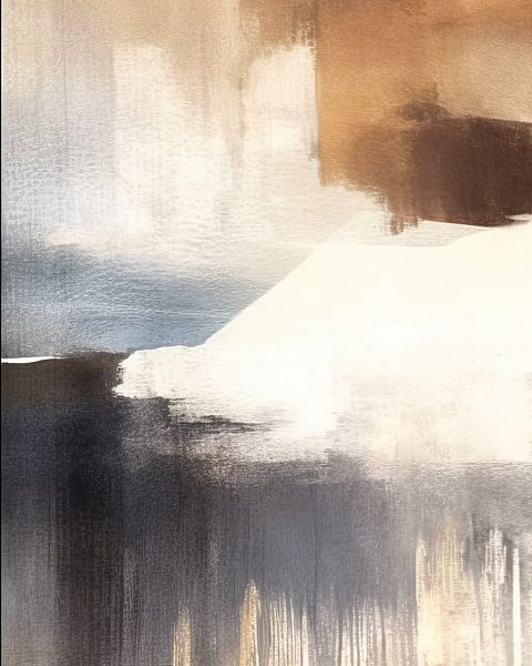 Moderne Abstraktion in Weiß, Gold, Schwarz und Blau von Studio Allee