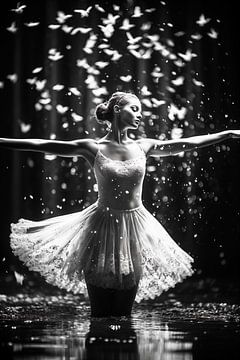 Swan Lake Enchanté: A Ballerina's Flight van PixelMint.