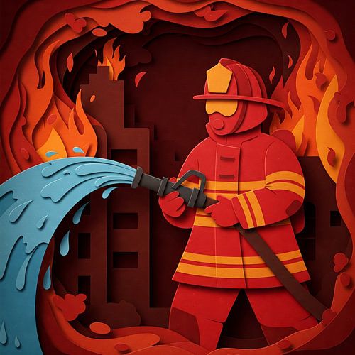 Pompier courageux Illustration héroïque