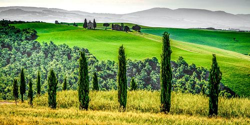 Kapel Vitaleta, Val d'Orcia, Toscane, Italië.