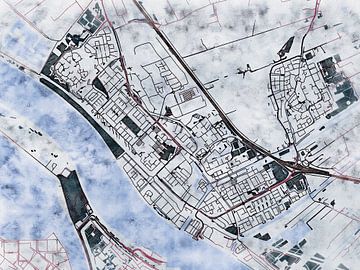 Kaart van Maassluis in de stijl 'White Winter' van Maporia