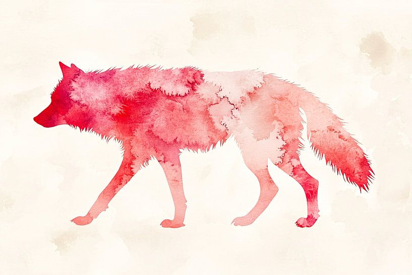 Aquarell Wolf in Rottönen von Art & Soul Creations