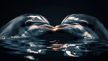 Kissing dolphins panorama by The Xclusive Art