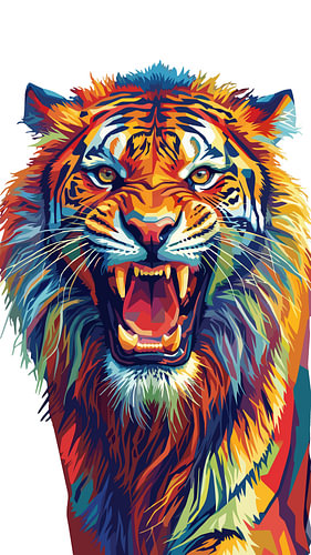 Affiche métallique « King Tiger Mountain » de WPAP, illustration pop art