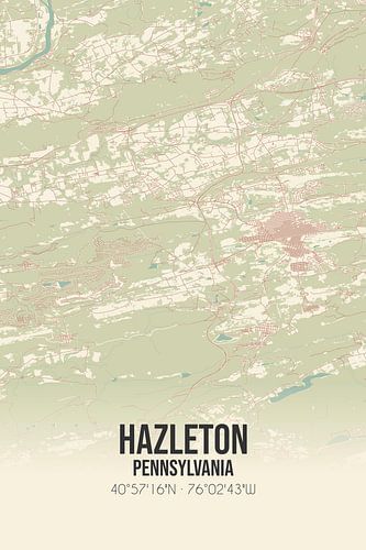 Alte Karte von Hazleton (Pennsylvania), USA.