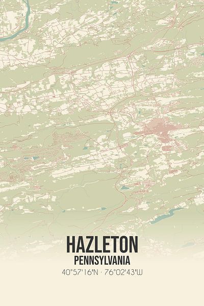 Carte ancienne de Hazleton (Pennsylvanie), USA. par Affiches de lieux
