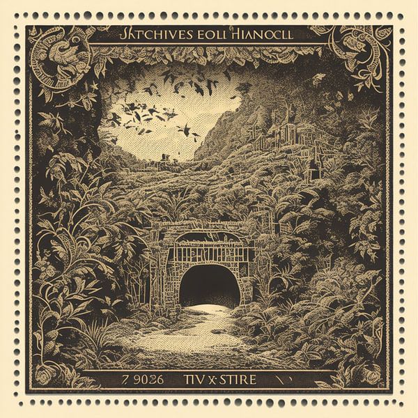 Old Mine Stamp ,Vintage Art by Biljana Zdravkovic