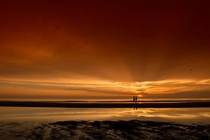Randonneurs au coucher du soleil