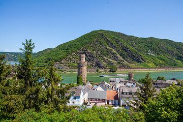 Ochsenturm mit Rhein, ; Oberwesel; Unesco Weltkulturerbe Oberes Mittelrheintal; Rheinland-Pfalz; Deu