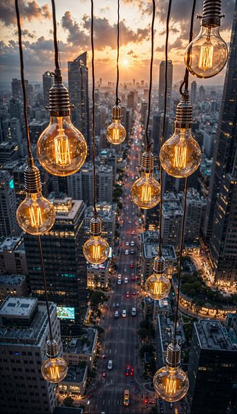 Verlichte Hoogtepunten: Stad en Lampen in Harmonie van Retrotimes
