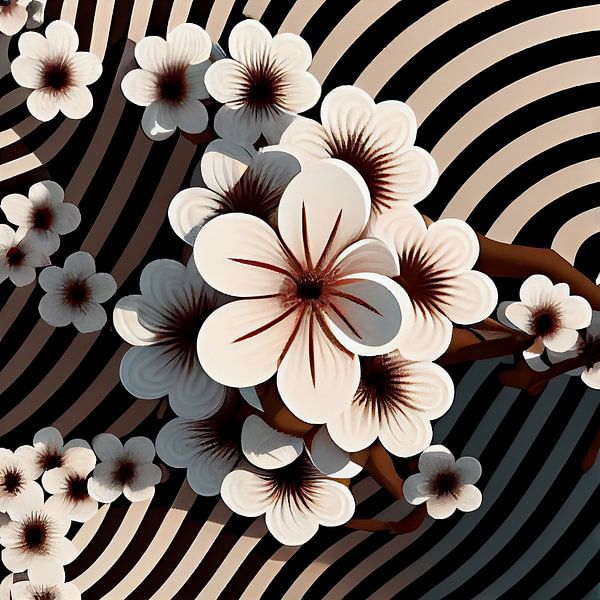 Cherry blossoms organic stripes by Bianca ter Riet