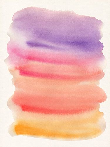 Coups de pinceau à l'aquarelle en jaune, rouge, rose et violet.