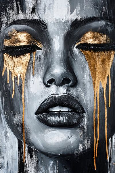 Traurige Eleganz in Gold und Schwarz von Poster Art Shop