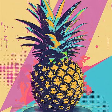 Pop Art Ananas - Levendige, op Warhol geïnspireerde muurkunst van Felix Brönnimann