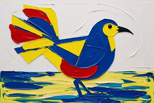 Abstracte vogel in felle kleuren