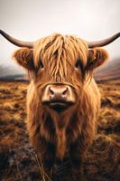 Portret van een Schotse Highland koe in de wei