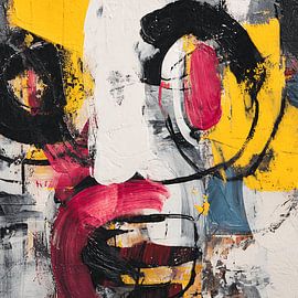 Ausdrucksstarkes abstraktes Bild: Selbstnährendes, surrealistisches Acrylgemälde – kühne, zeitgenössische Wandkunst – lebendige, strukturierte, moderne Leinwandkomposition von Aden Pink Studio