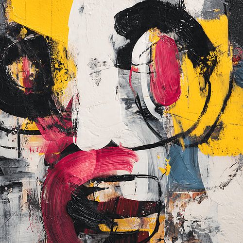 Ausdrucksstarkes abstraktes Bild: Selbstnährendes, surrealistisches Acrylgemälde – kühne, zeitgenössische Wandkunst – lebendige, strukturierte, moderne Leinwandkomposition