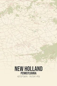 Alte Karte von New Holland (Pennsylvania), USA. von Rezona