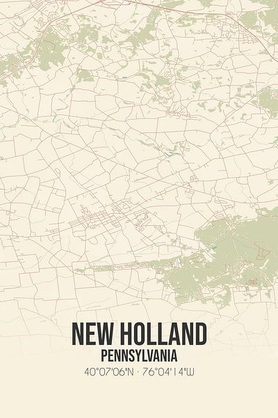 Vintage map of New Holland (Pennsylvania), USA. by Prints of Place