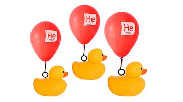 A squadron of helium ducks fly in formation. van Grüntyers .