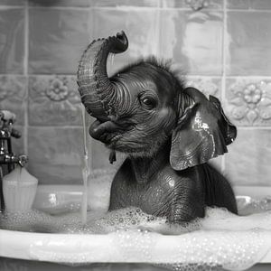 Elefant in der Wanne - Ein außergewöhnliches Badezimmer-Kunstwerk von Felix Brönnimann