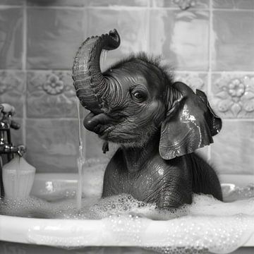 Un éléphant dans la baignoire - une œuvre d'art exceptionnelle pour la salle de bains sur Felix Brönnimann