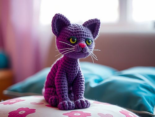 Gehaakte paarse kat