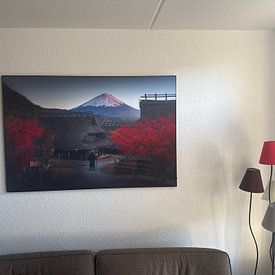 Klantfoto: Monk met Mount Fuji van Albert Dros, als ArtFrame