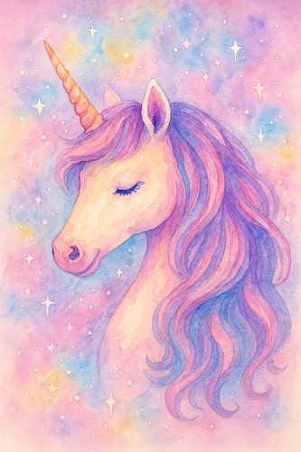 Enchanted unicorn under the stars (AI) (nursery, magic, girl, toddler, fantasy world)