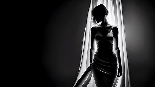 Silhouette en lumière - Élégance minimaliste en noir et blanc