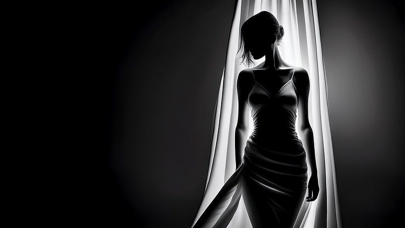 Silhouette en lumière - Élégance minimaliste en noir et blanc par Retinas images