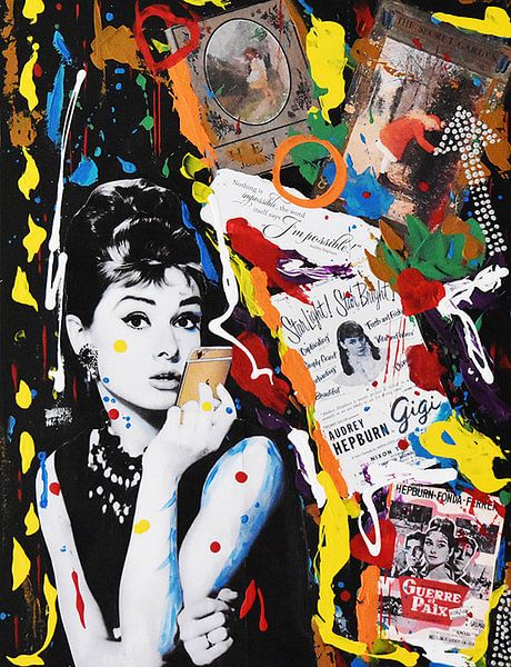 Audrey Hepburn "Graffiti" van Kathleen Artist Fine Art