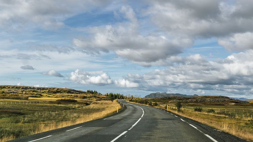 Sommerliche Straße durch das isländische Hinterland von Marcel van Oene