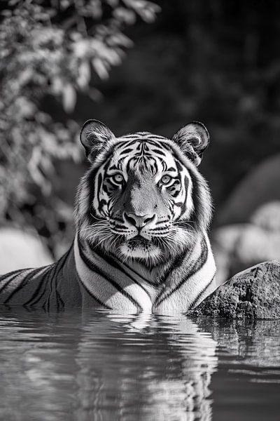 Portrait de tigre dans l'eau par Imperial Art House