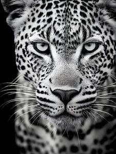 Leopard – Intensiver Blick im monochromen Close-up