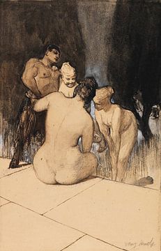 Franz von Stuck - Satyr met nimfen en kind (ca. 1889) van Peter Balan