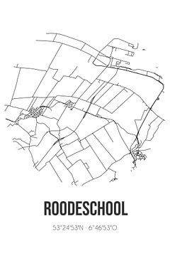 Roodeschool (Groningen) | Landkaart | Zwart-wit van Rezona