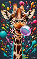 Giraffe bubble gum painting abstract