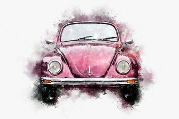 VW Volkswagen Beetle Classic 70s Watercolor by Andreea Eva Herczegh