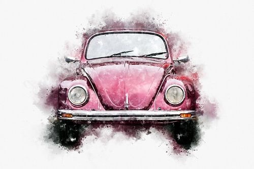 VW Volkswagen Beetle Classic 70s Watercolor